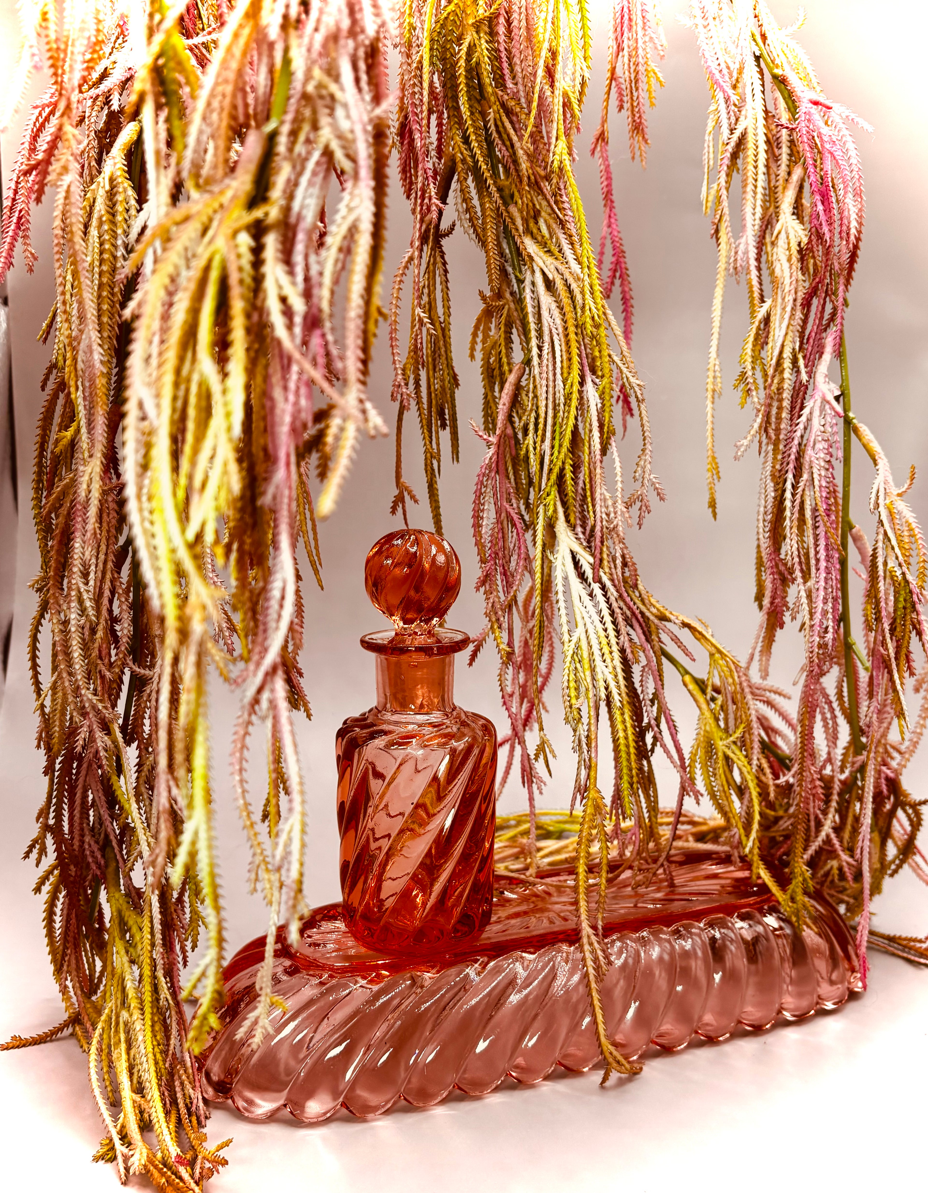 Ensemble Baccarat "Bambou"en cristal teinté rose saumon