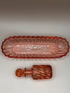 Ensemble Baccarat "Bambou"en cristal teinté rose saumon