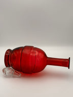 Carafe ancienne en verre rouge gravé – vue 6