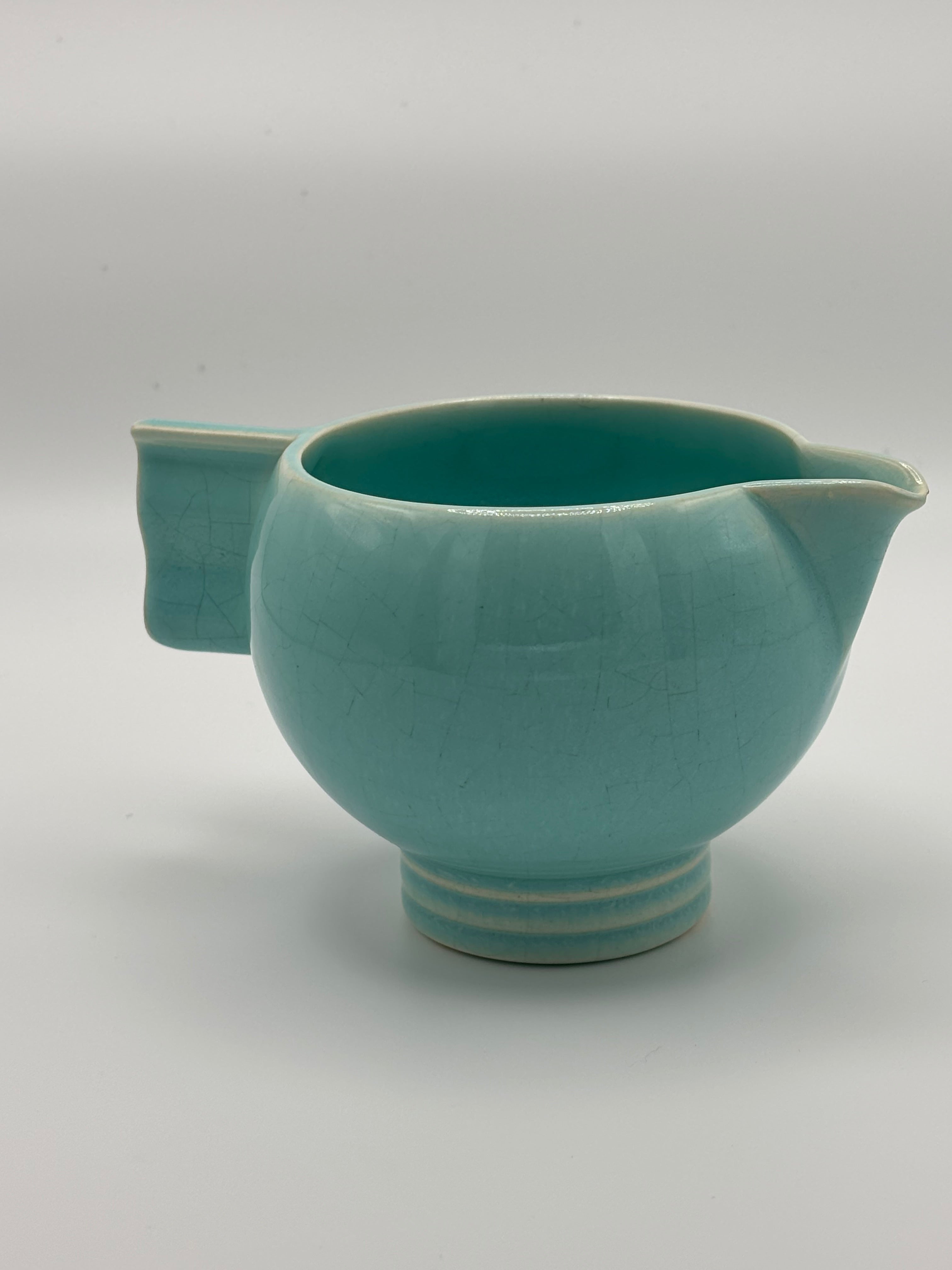 Verseuse en céramique craquelée céladon turquoise esprit ROBJ