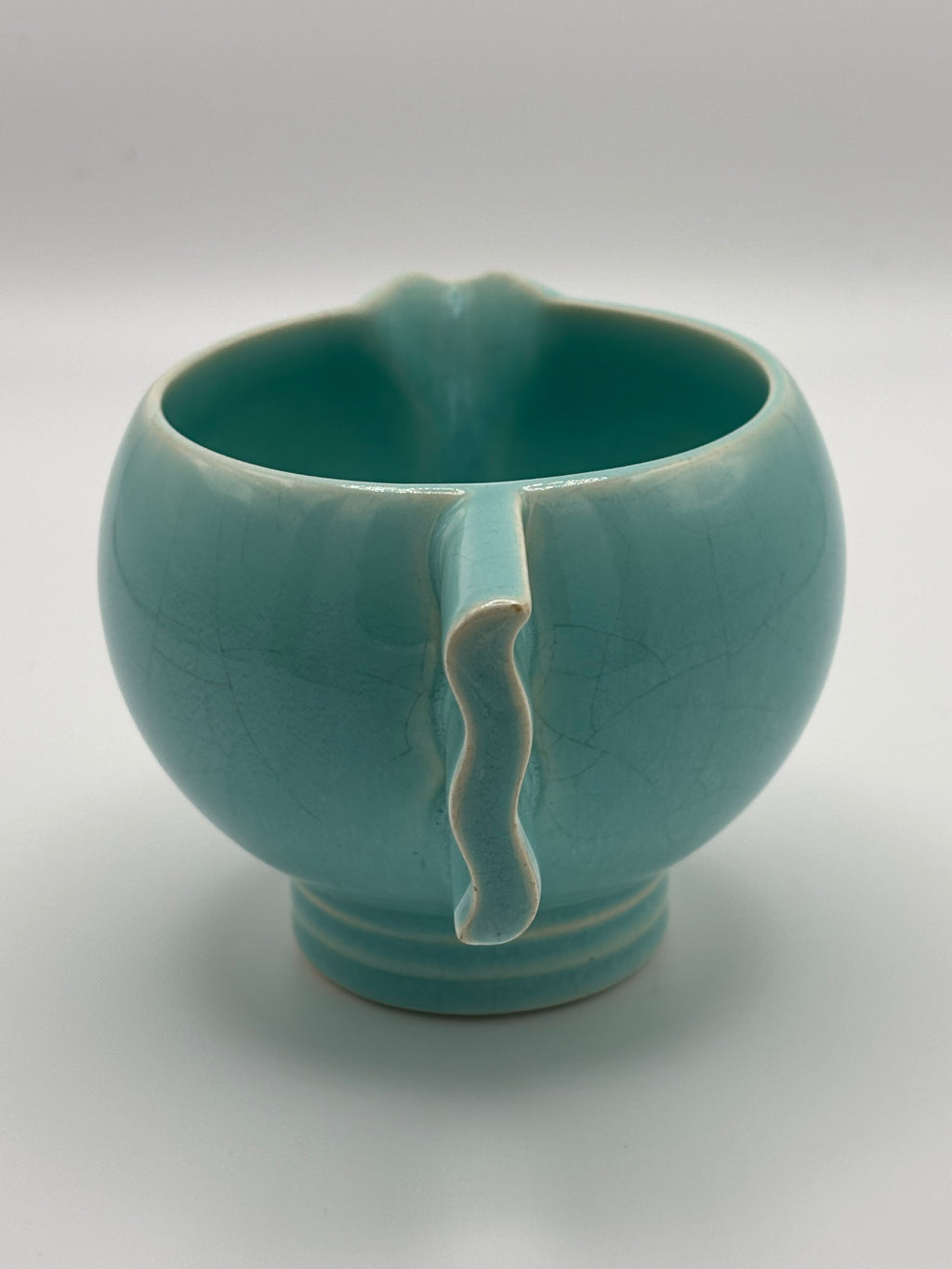 Verseuse en céramique craquelée céladon turquoise esprit ROBJ