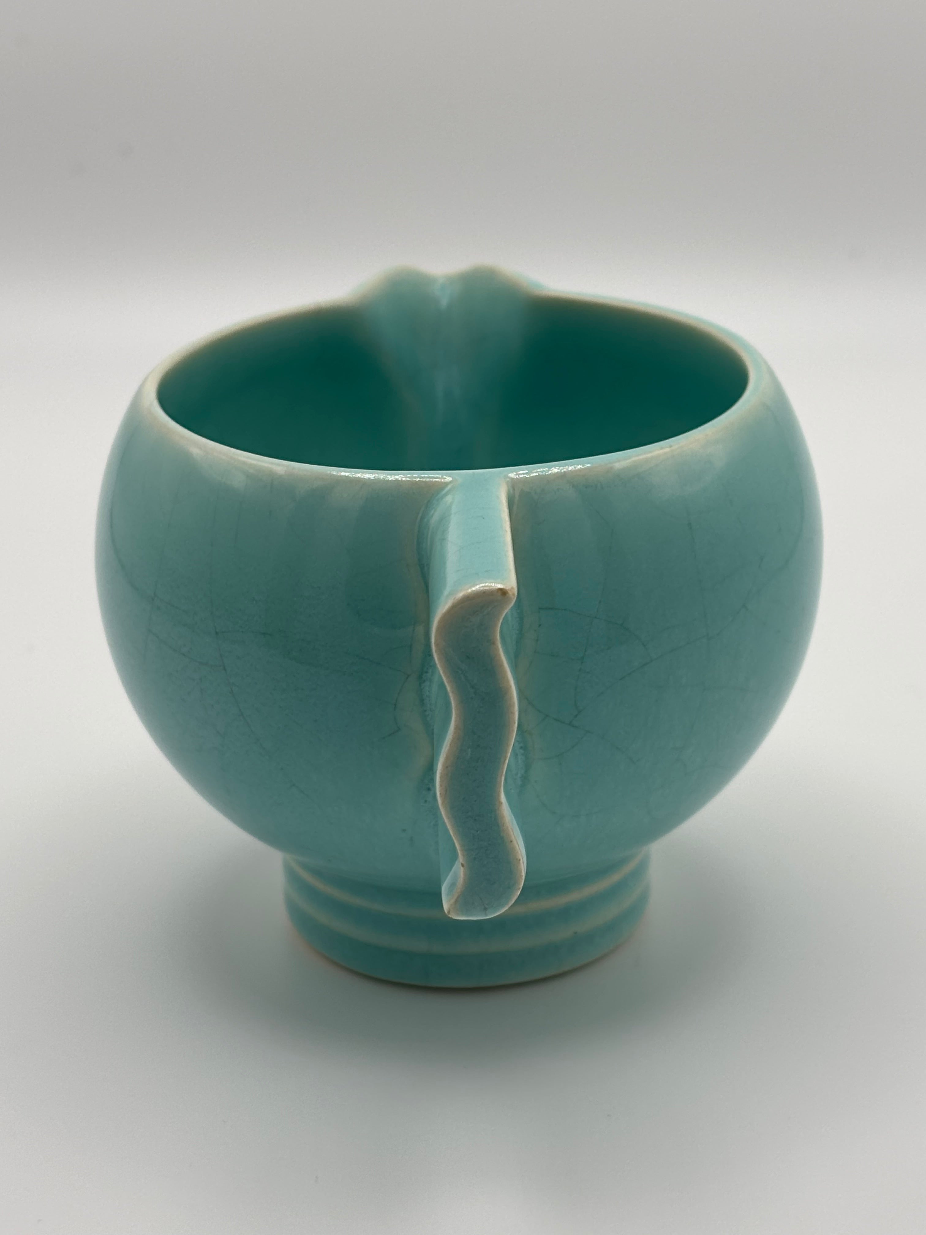 Verseuse en céramique craquelée céladon turquoise esprit ROBJ