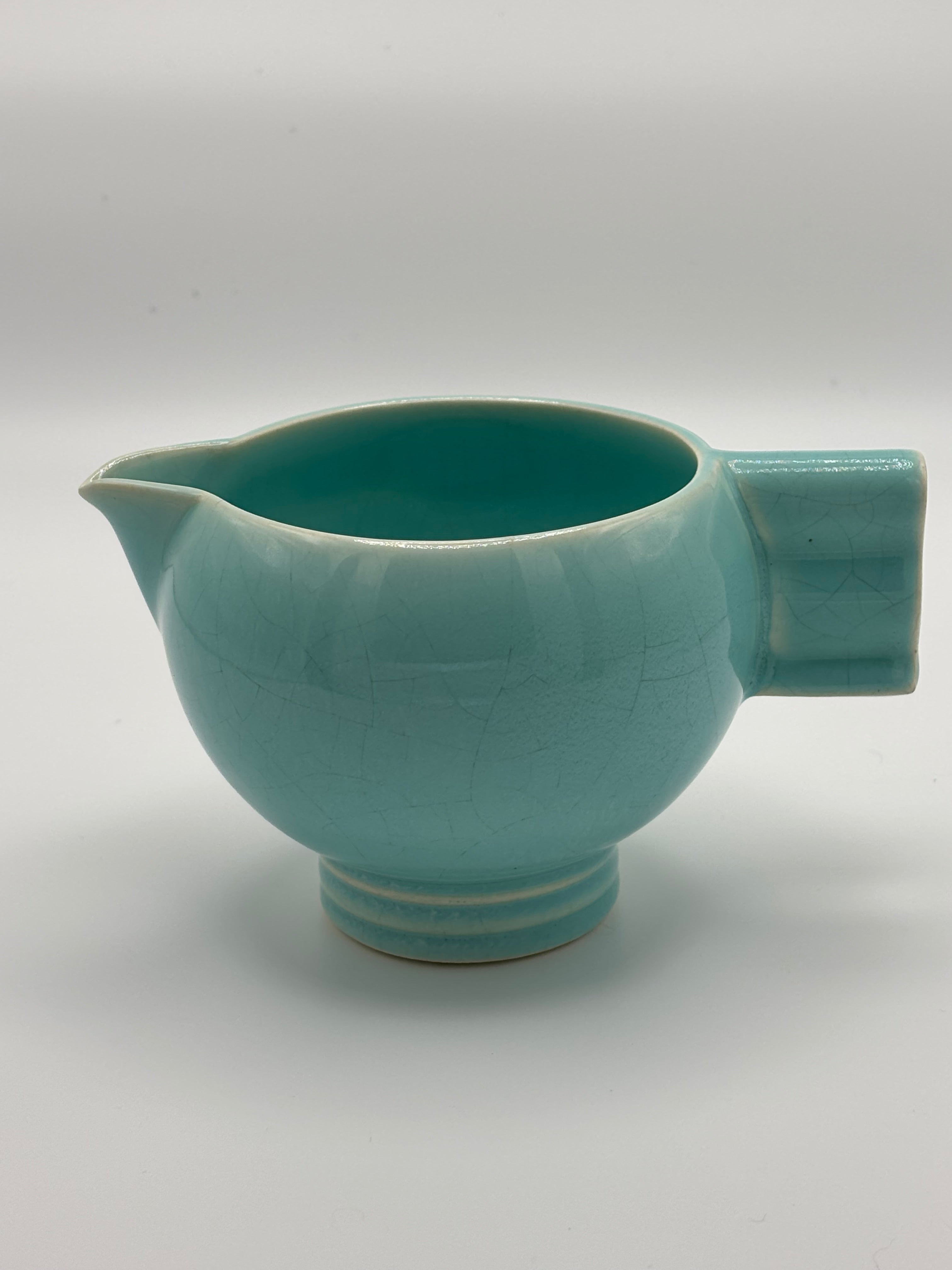 Verseuse en céramique craquelée céladon turquoise esprit ROBJ