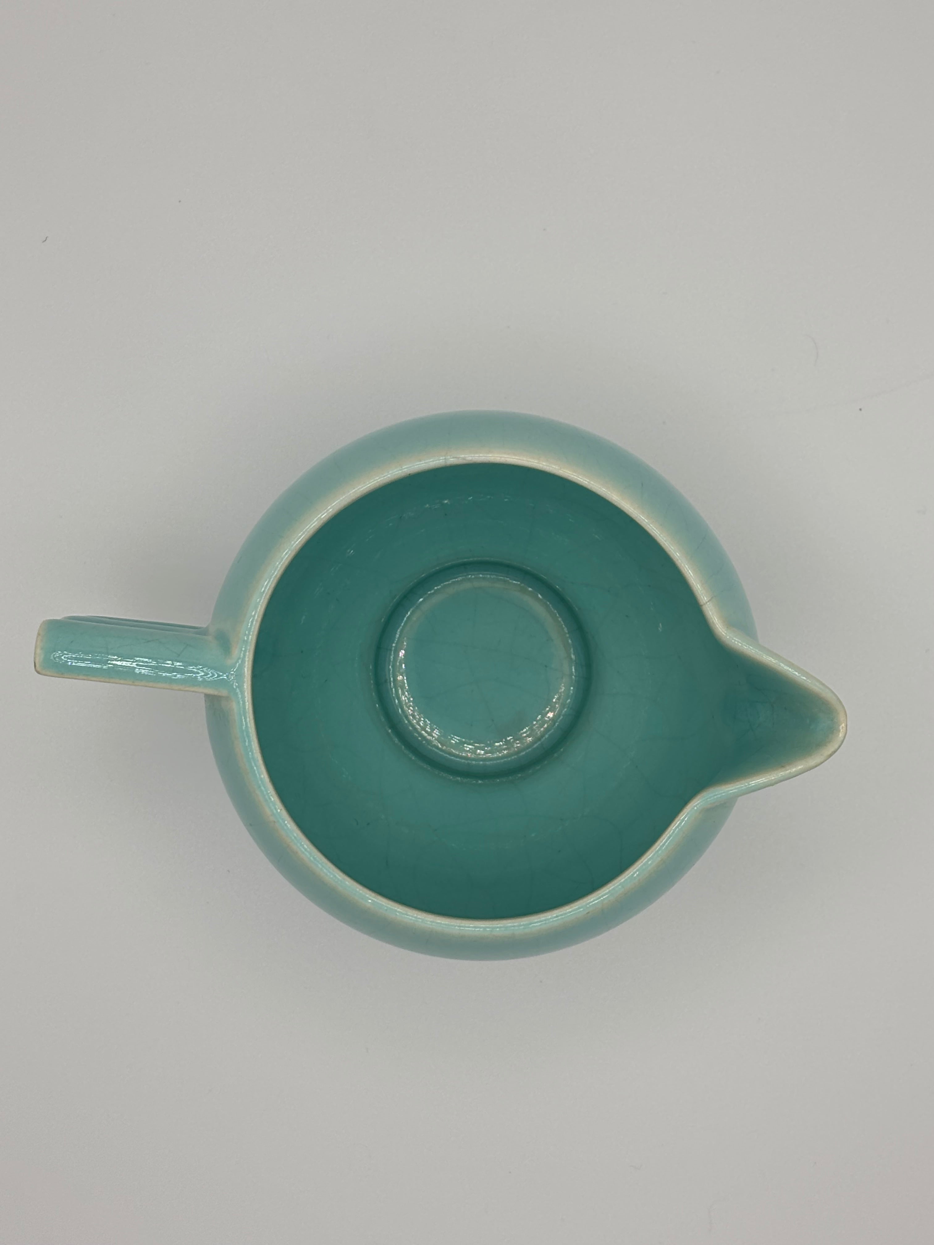 Verseuse en céramique craquelée céladon turquoise esprit ROBJ