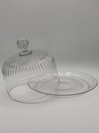 Cloche de présentation ancienne en verre moulé sur plat – vue 4