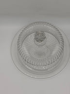 Cloche de présentation ancienne en verre moulé sur plat – vue 3