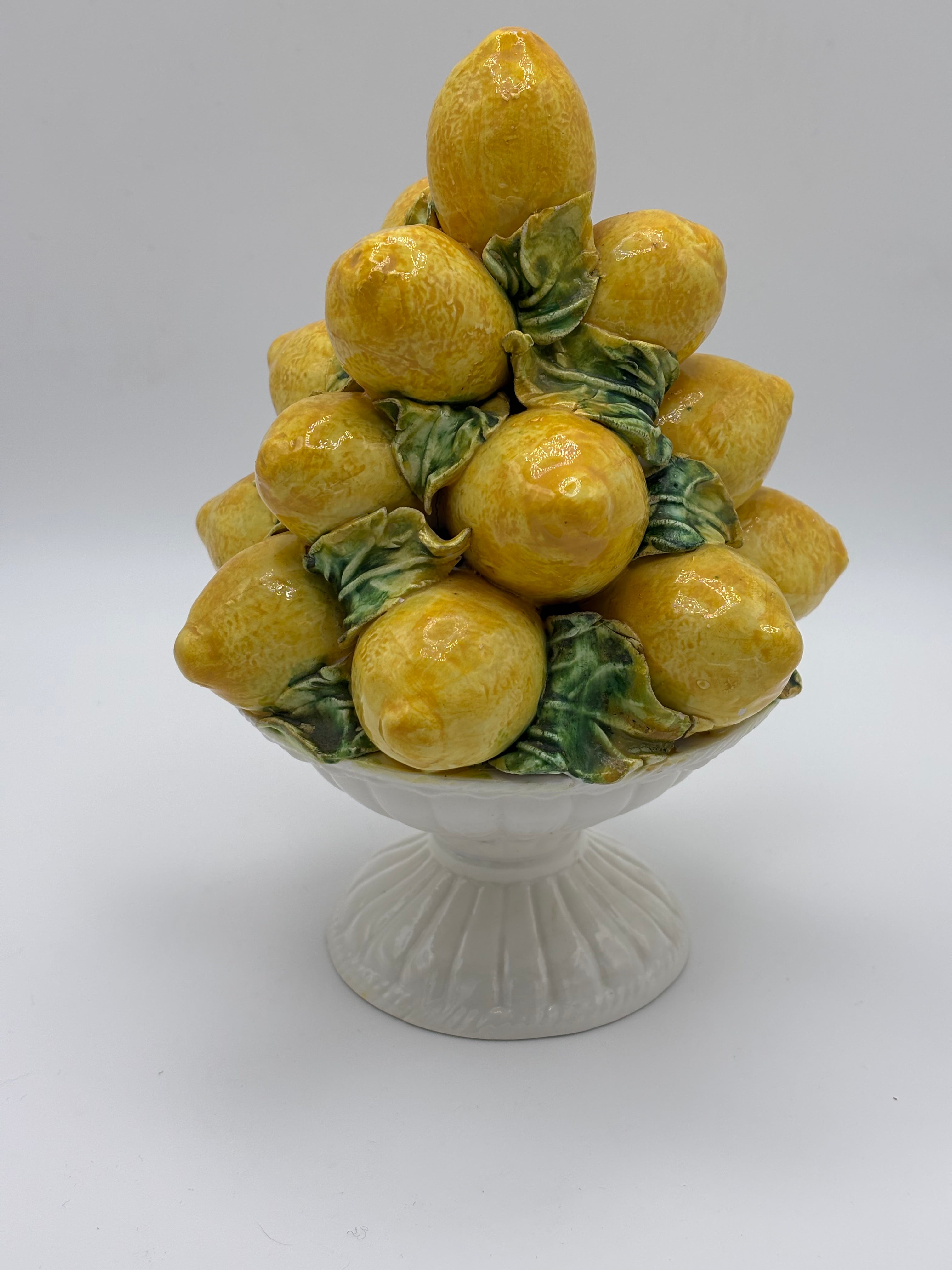 Coupe décorative aux citrons en céramique émaillée