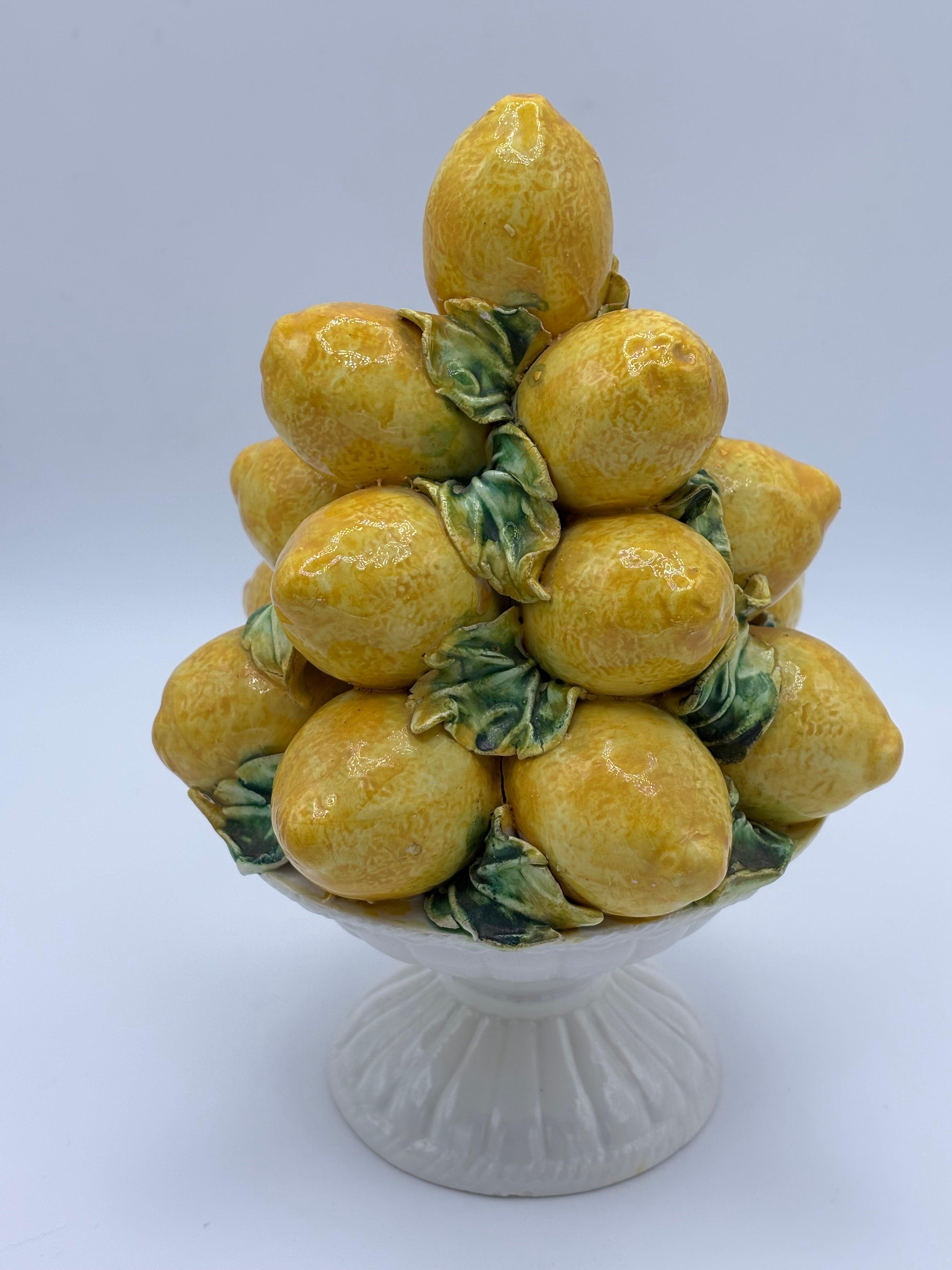 Coupe décorative aux citrons en céramique émaillée