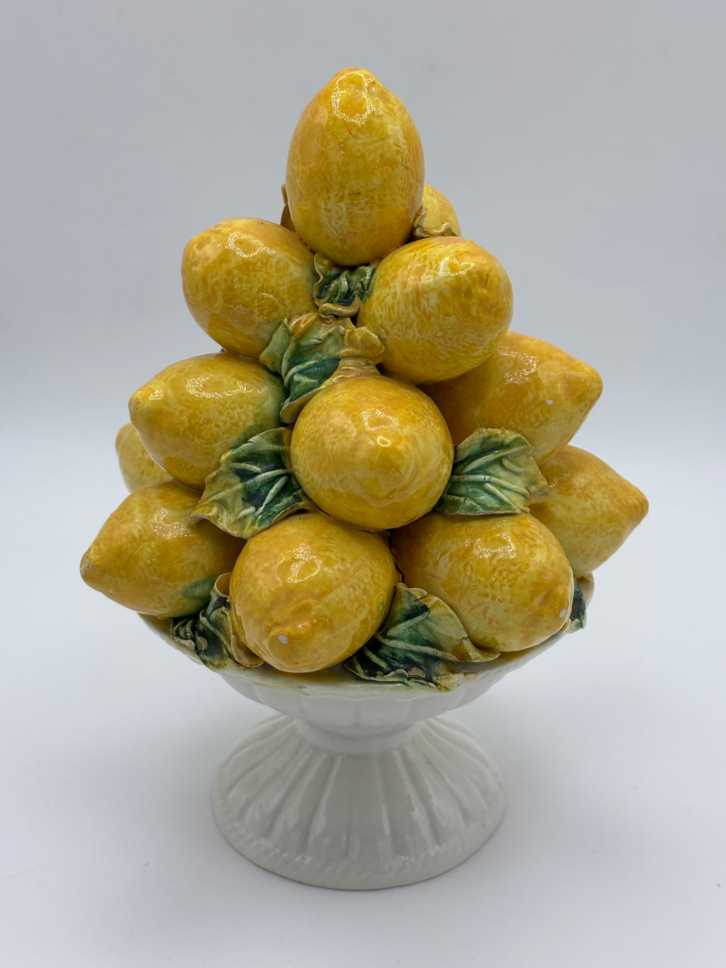 Coupe décorative aux citrons en céramique émaillée