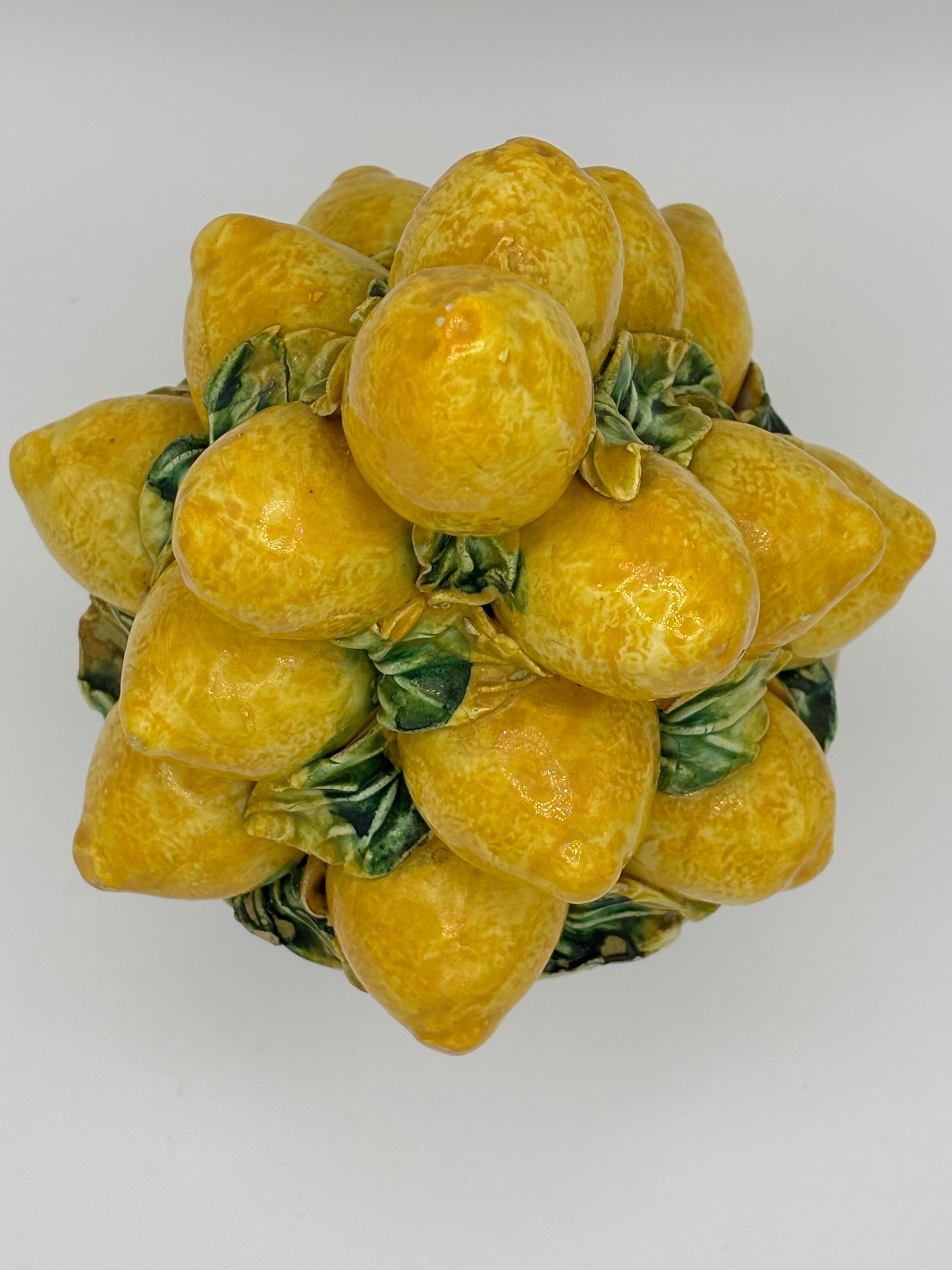 Coupe décorative aux citrons en céramique émaillée