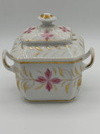 Sucrier ancien en porcelaine à décor floral