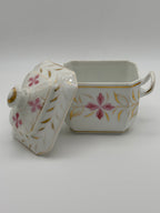 Sucrier ancien en porcelaine à décor floral