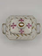 Sucrier ancien en porcelaine à décor floral