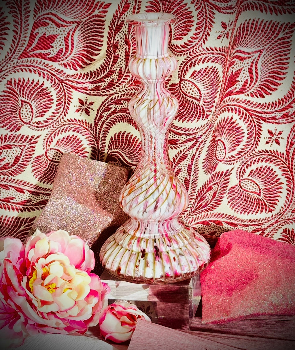 Bougeoir en verre soufflé verrerie Clichy