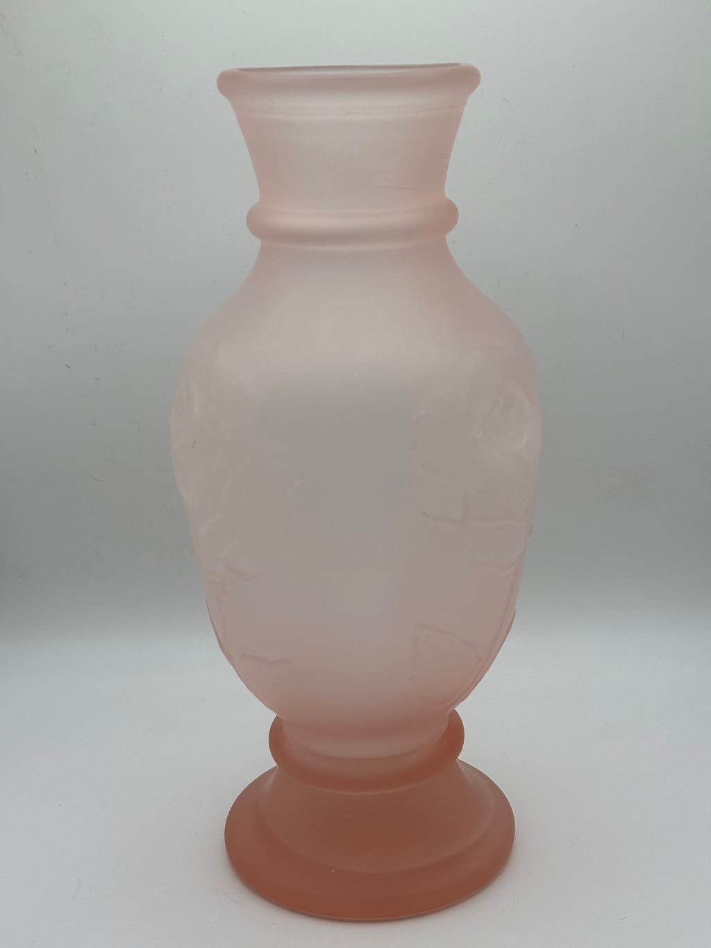 Vase aux roses en verre Givré Art Déco
