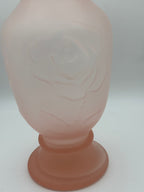 Vase aux roses en verre Givré Art Déco
