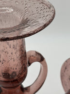 Paire de bougeoirs en verre soufflé signés  Biot années 1970