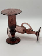 Paire de bougeoirs en verre soufflé signés  Biot années 1970