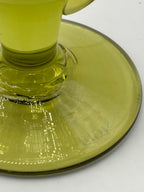 Bougeoir en verre soufflé bullé vert olive signé Biot – vue 5