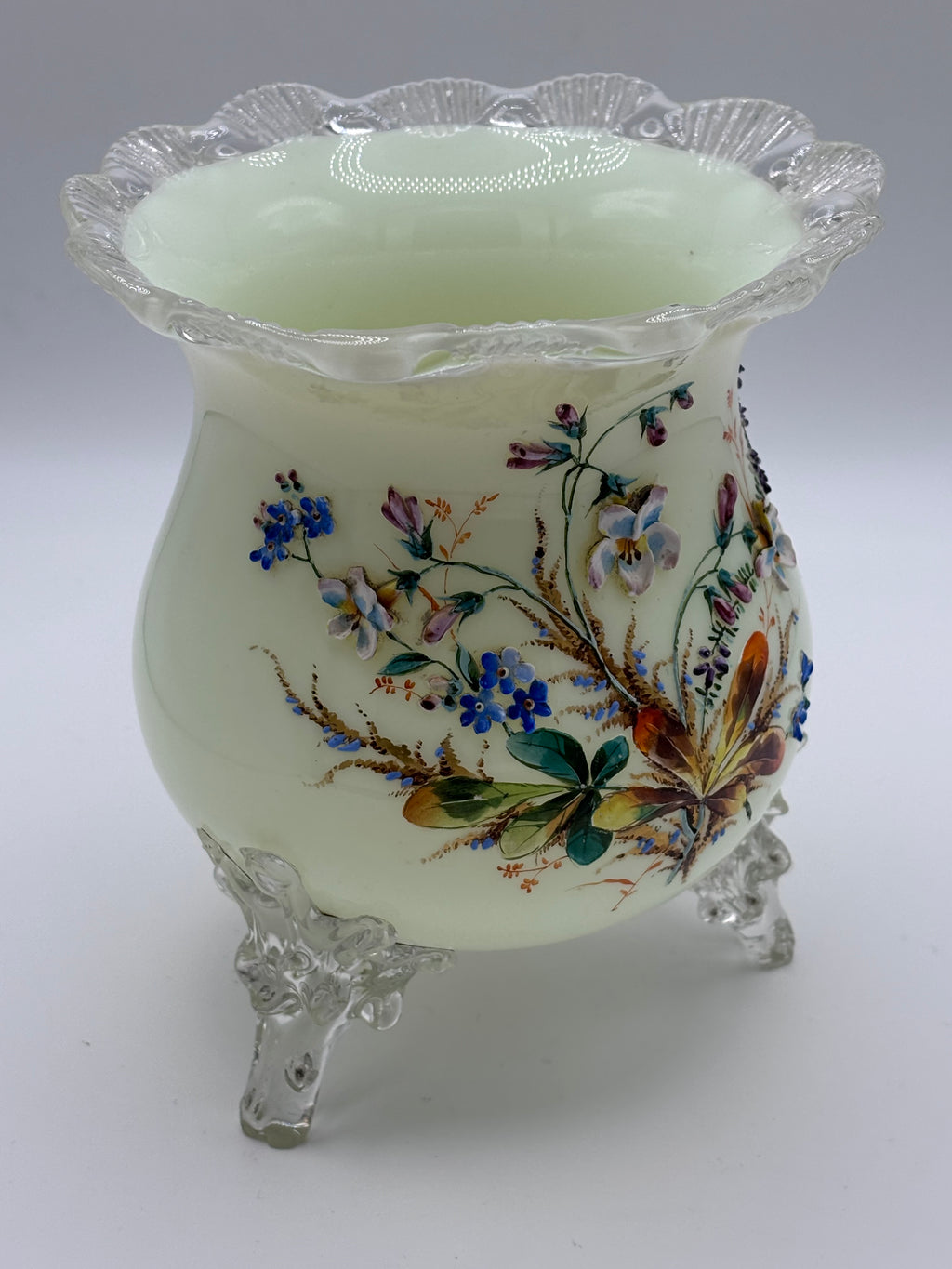 Vase / Cache-Pot Tripode Opaline XIXe