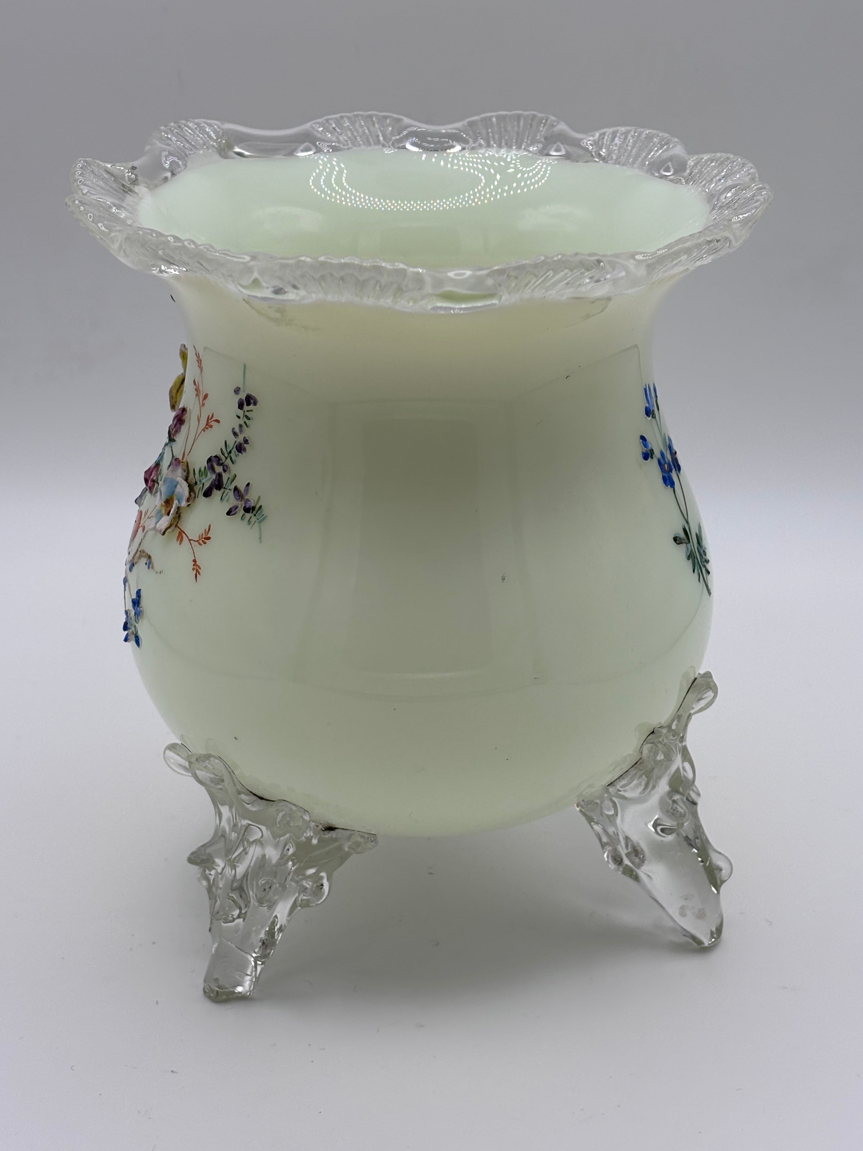 Vase / Cache-Pot Tripode Opaline XIXe