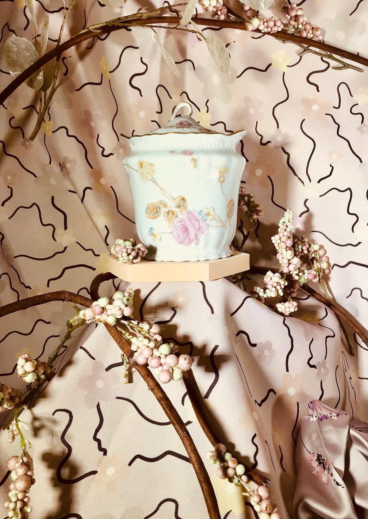 Sucrier couvert Haviland Limoges collection Roses de France