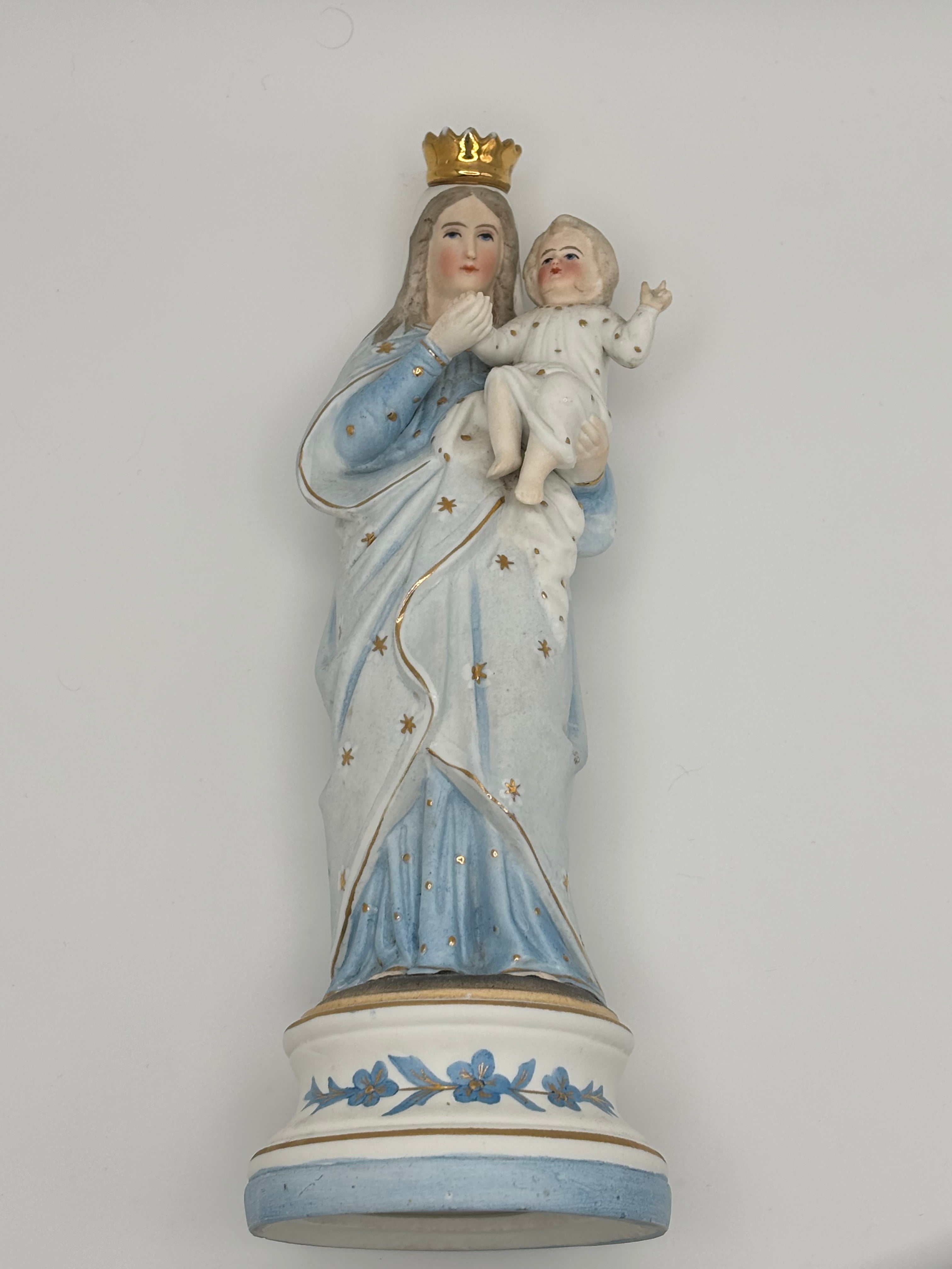 Vierge à l'enfant en biscuit
