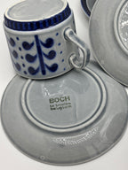 Set de 3 Tasses et sous tasses Boch La Louvière décor Nevada  en grès émaillé