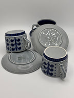 Set de 3 Tasses et sous tasses Boch La Louvière décor Nevada  en grès émaillé